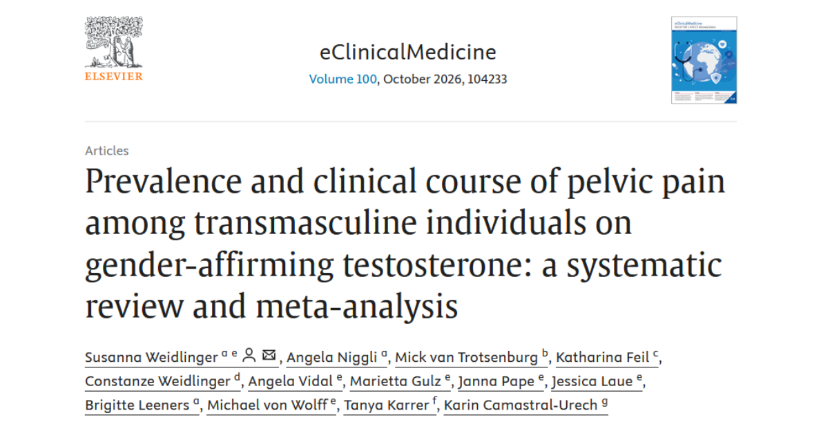 Prevalence and clinical course of pelvic pain among transmasculine individuals on gender-affirming testosterone: a systematic review and meta-analysis
